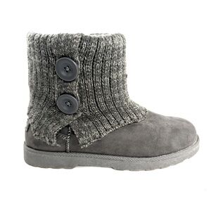 MAKALU Dacia Women Size 8.5 Gray Sweater Knit Ankle Boot Faux Fur Lining